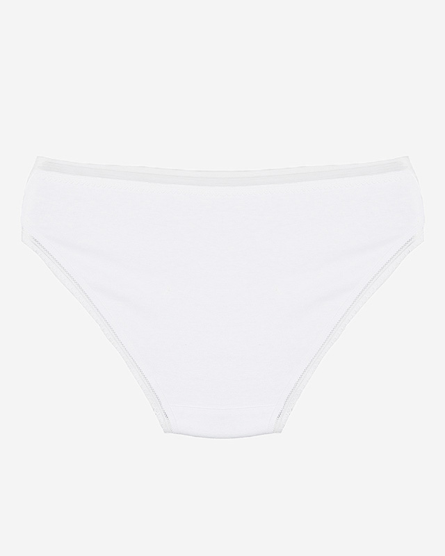 Women's White Cotton Plain Lace Briefs - Underwear
