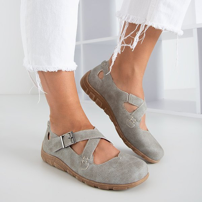 Light gray women's shoes fastened with Velcro Grazena - Footwear