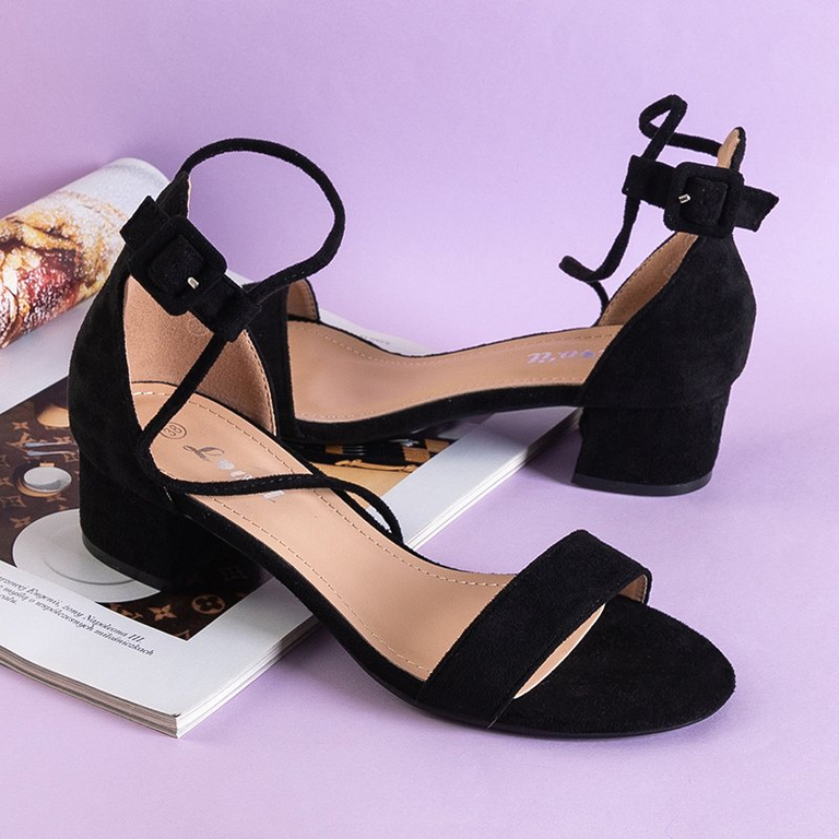 Black women's sandals on a low post Asoka - Shoes