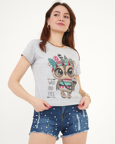 Ladies 'gray print T-shirt - Clothing