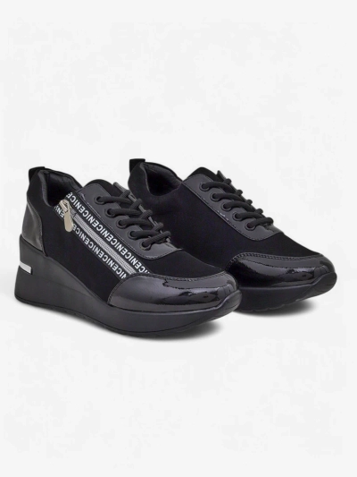 Calista Nero women's black wedge sneakers - elegance and everyday comfort