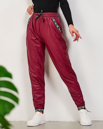 Royalfashion Bordo krāsas bordo ādas bikses no eko ādas