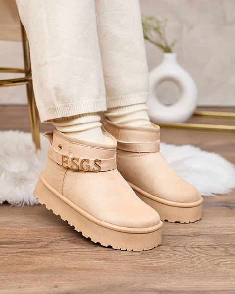 Royalfashion Light brown women's shoes a'la snow boots with ornament Parisela