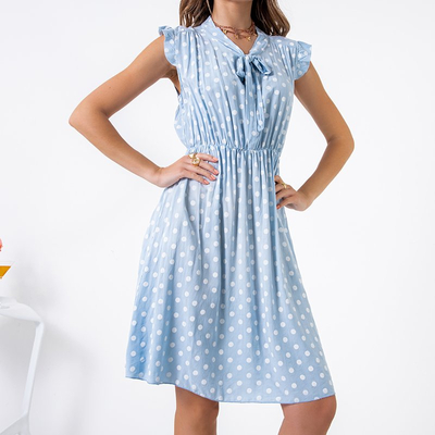 Ladies' blue polka dot dress - Clothing