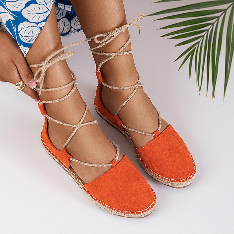 Orange women's tied espadrilles Lasoria - Footwear