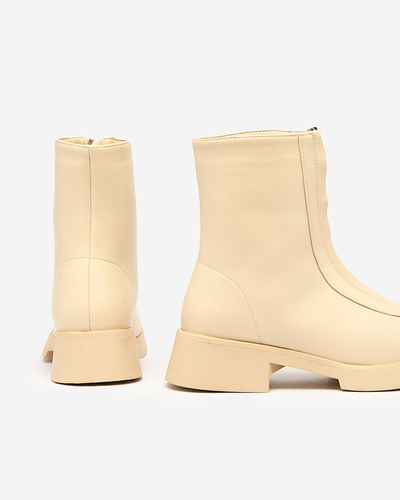 Royalfashion Sieviešu bēšas krāsas Etiuse zābaki ar plakanu papēdi