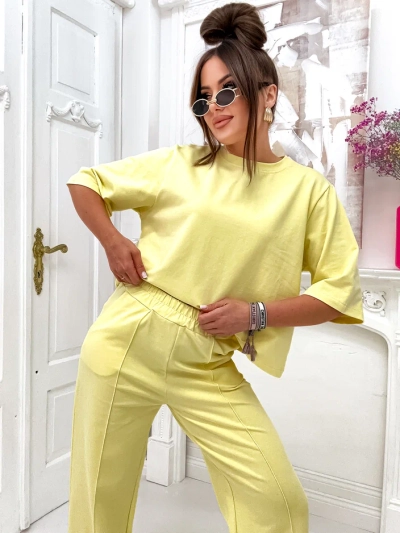 Royalfashion sieviešu kokvilnas komplekts ar platām biksēm