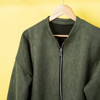 Green suede jacket for women - Clothing