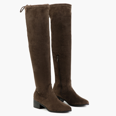 Green eco-suede over-the-knee boots Ludy- Footwear
