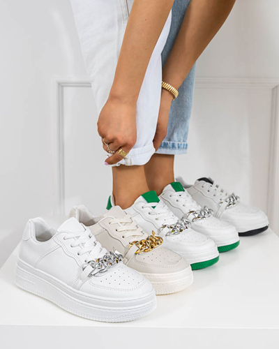 Черные белые женские кеды с цепочкой Nevito