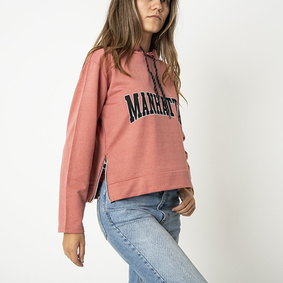 Women's coral sweatshirt with the inscription - Clothing