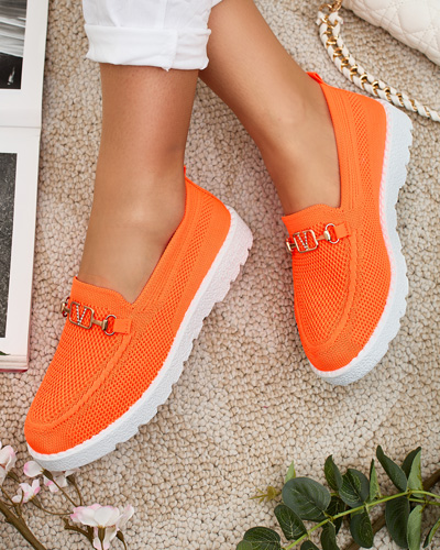 Royalfashion Женские тканевые мокасины с золотым украшением Erticae