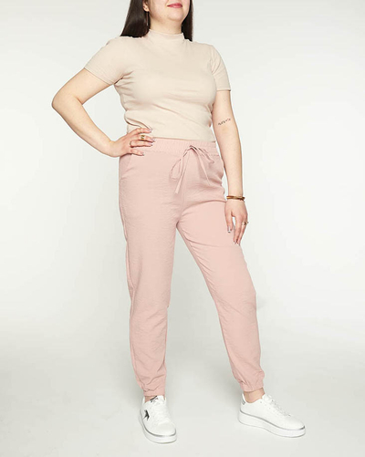 Women's pink fabric joggers PLUS SIZE - Clothing