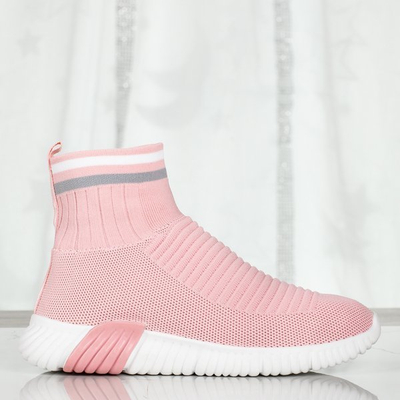 Pink sports shoes with decorative sock Sallitsa - Footwear
