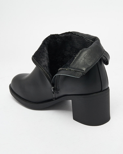 Royalfashion Черные женские сапоги на низкой шпильке из экокожи Rejerry