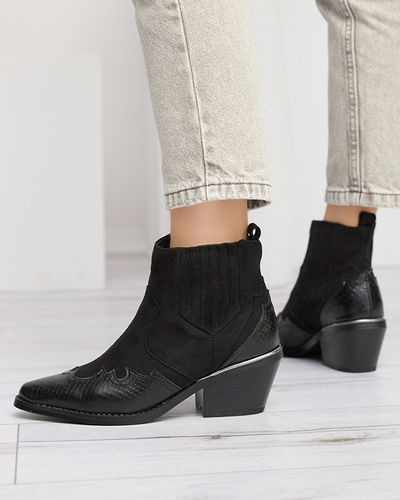 Black cowboy boots on a low post Zirras- Footwear