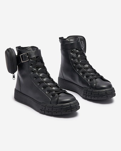 Black women's sport shoes with pouch Efiffe- Footwear