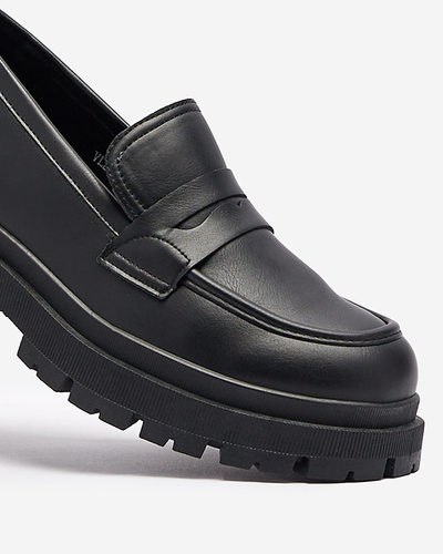 Eco leather black moccasins for women Firlonna- Footwear