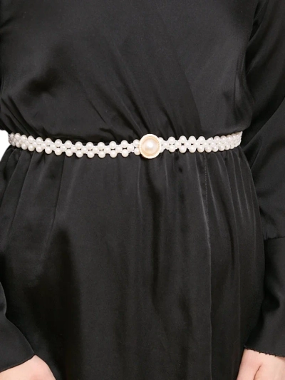 Women's elastic belt with pearls