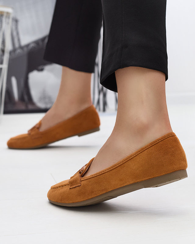 Women's eco-suede camel loafers Reiaka - Shoes