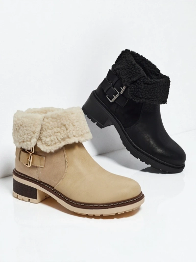 Kavira women's eco-leather ankle boots with fur