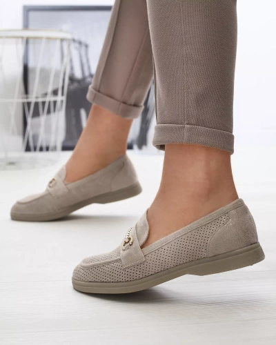 Sieviešu mokasīni ar ornamentu bēšā krāsā Ziragge- Apavi