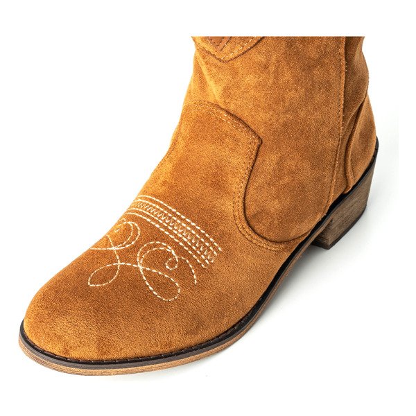 Brązowe botki a'la kowbojki na niskim obcasie Toronto - Obuwie