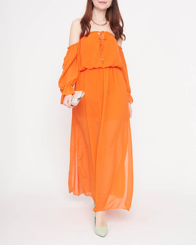 Women's orange maxi Spanish dress - Clothing