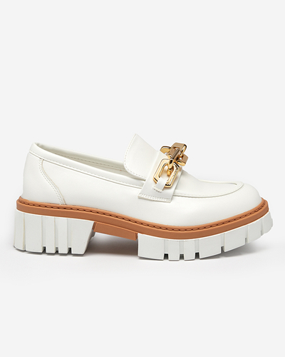 White women's shoes with a golden addition Plirose - Footwear