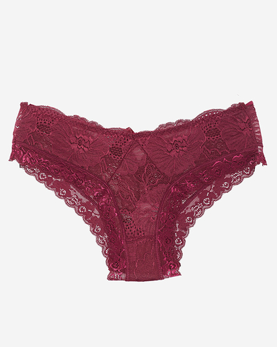 Women's maroon lace panties with an effective back - Underwear