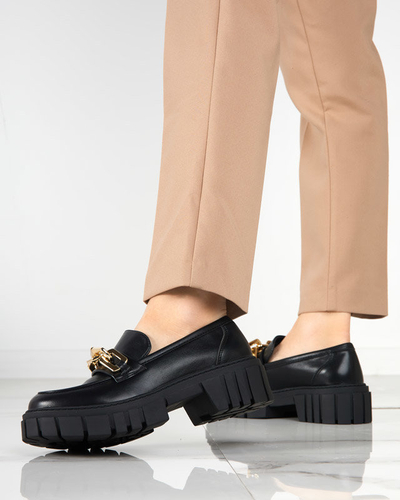 OUTLET Black women's shoes with a golden Plirose accessory - Footwear