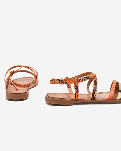 Orange women's sandals a'la snake skin Elione - Footwear