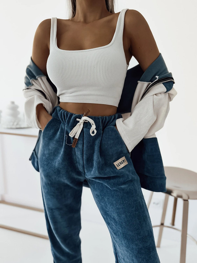 Royalfashion Женский спортивный комплект в синюю полоску