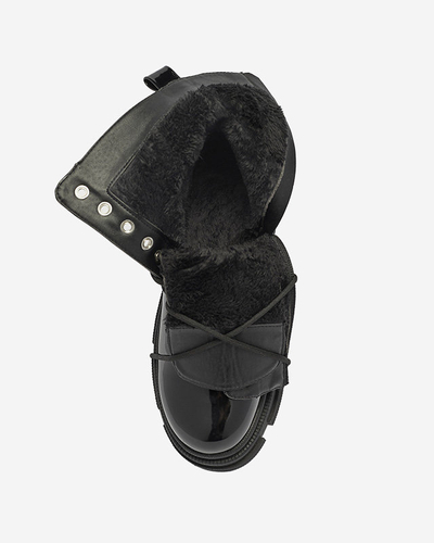 Black women's lacquered bagger boots Dexoci - Footwear