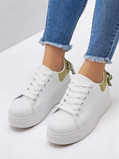 Royalfashion Women's platform sneakers with Ribbon Bow