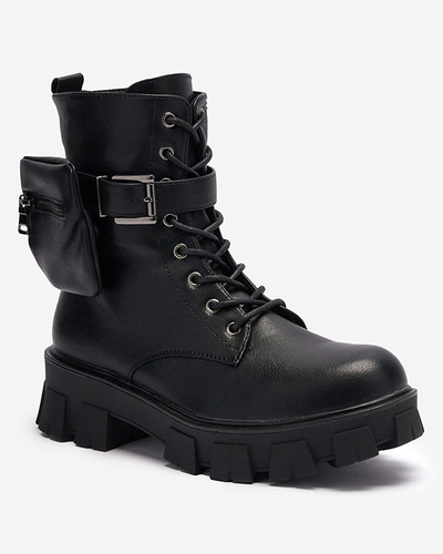 OUTLET Black women's bagger boots with pouch Feffle- Footwear