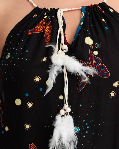 Black women's summer dress with butterflies - Clothing