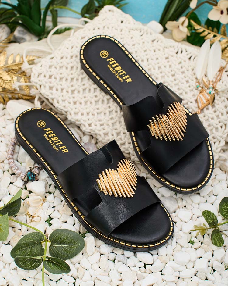 Royalfashion Women's Ortyca flat sole flip-flops