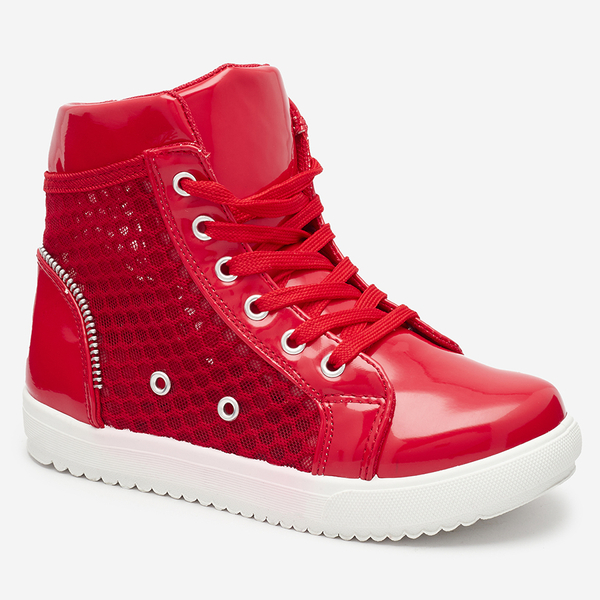Red girls' high-top sneakers Borris- Footwear