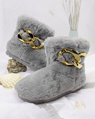 Grey women's snow boots with fur Sattopa- Footwear