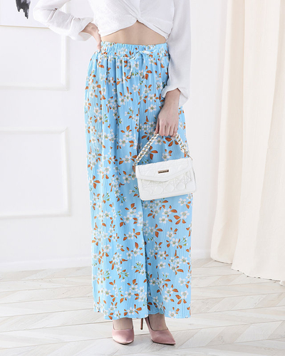 Women's blue floral fabric pants - Clothing