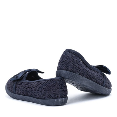 OUTLET Girls' navy blue sneakers with a satin bow Sugar Boomb - Footwear