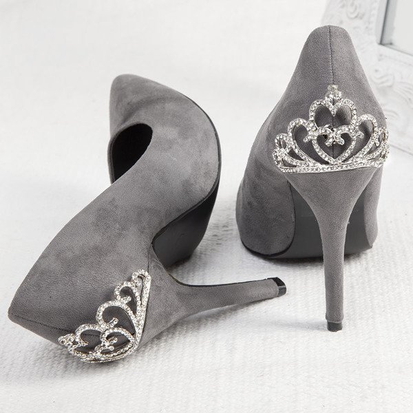 Gray heels with Devya decoration - Footwear