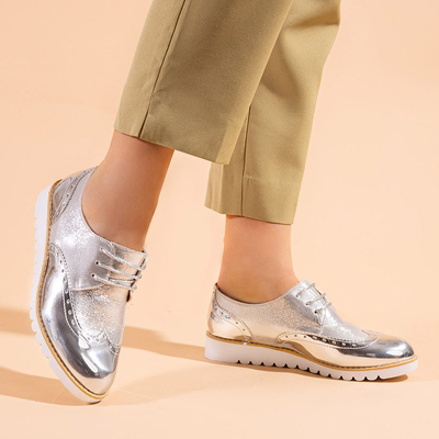 Серебристые женские оксфорды Narvi