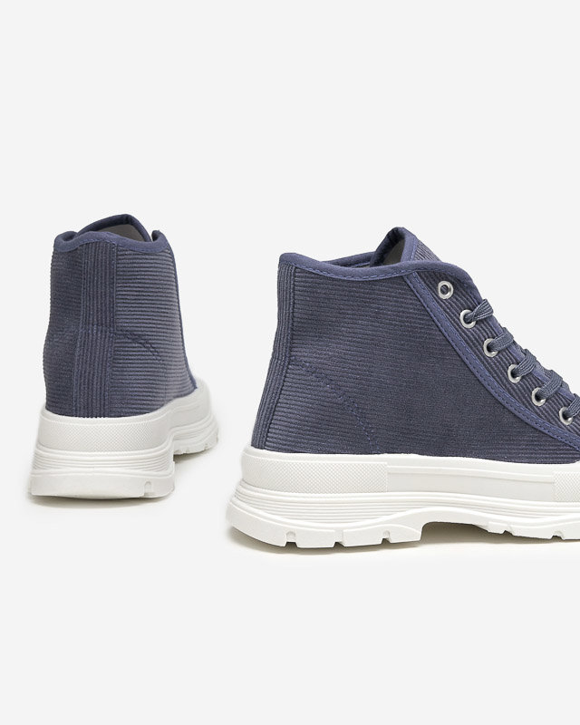 Blue women's high ribbed sneakers Somali - Footwear