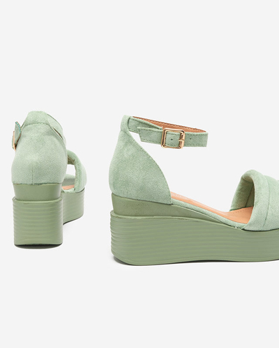 Green women's wedge sandals Okita - Shoes