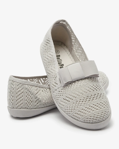 Girls' bow sneakers in light gray Lolisa - Footwear