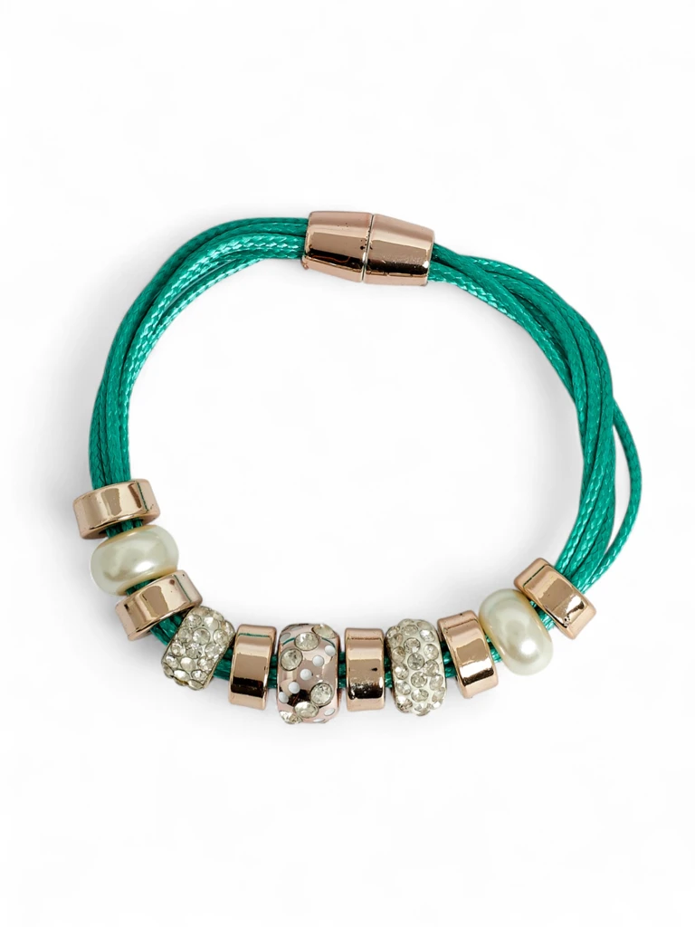 Bransoletka damska z koralikami i cyrkoniami