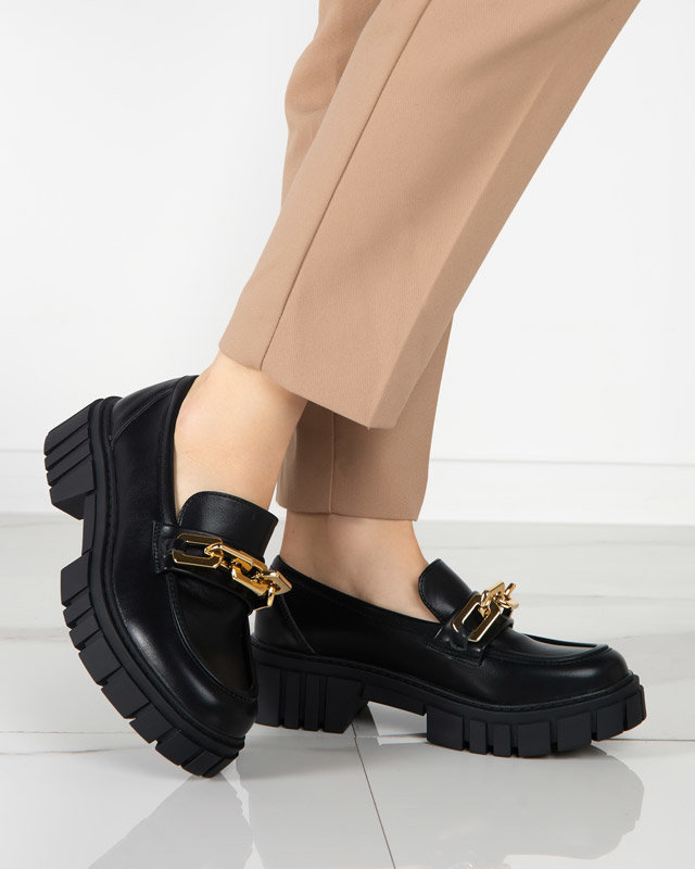 OUTLET Black women's shoes with a golden Plirose accessory - Footwear