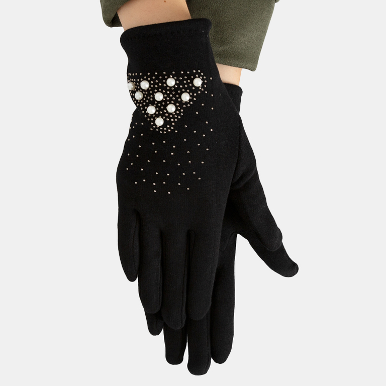 Ladies 'black gloves with pearls - Accessories